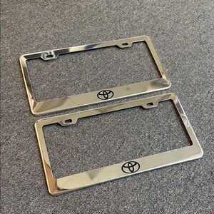 Toyota Chrome Silver Metal License Plate Frame Set